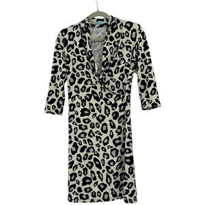 J McLaughlin Catalina Cloth Animal Print Leopard Faux Wrap Dress Size Small